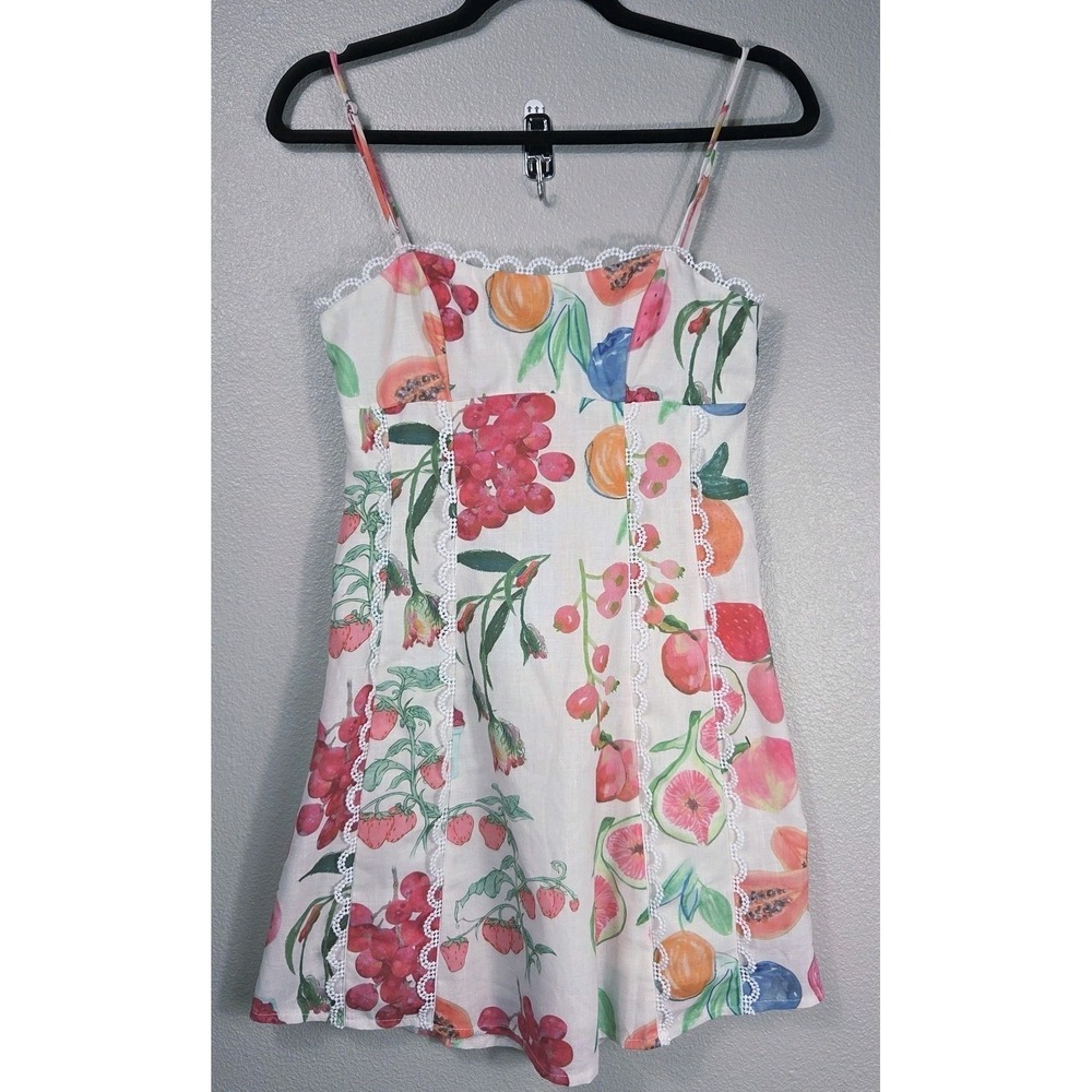 Here Comesโ The Sun Fruit Print Sundress Cottagecore Picnic Mini Dress S